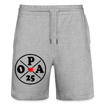 Opa 2025 - Stanley/Stella Unisex Bio Joggingshorts Trainer  - Grau meliert - Vorne - Nik (191cm) & Marisol (170cm)