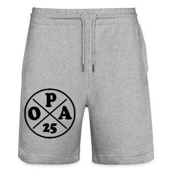 Opa 2025 - Stanley/Stella Unisex Bio Joggingshorts Trainer  - Grau meliert - Vorne - Nik (191cm) & Marisol (170cm)