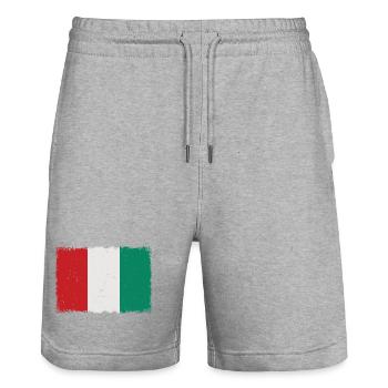Grunge Italien Flagge - Stanley/Stella Unisex Bio Joggingshorts Trainer  - Grau meliert - Vorne - Nik (191cm) & Marisol (170cm)
