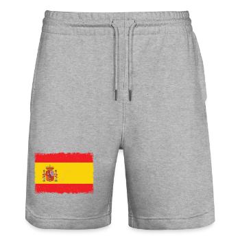 Flagge Spanien Grunge - Stanley/Stella Unisex Bio Joggingshorts Trainer  - Grau meliert - Vorne - Nik (191cm) & Marisol (170cm)