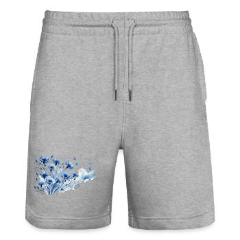 Bleuet au design onirique – l’élégance de la nature - Short de jogging bio TRAINER Stanley/Stella unisexe - gris chiné - Devant - Nik (191cm) & Marisol (170cm)