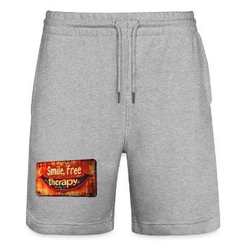 Smile free therapy - Stanley/Stella Trainer Unisex Organic Jogging Shorts - heather grey - Front - Nik (191cm) & Marisol (170cm)