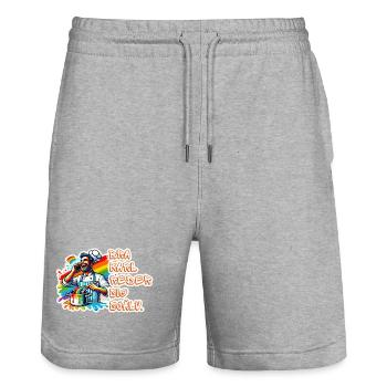 L’homme bon prend soin de lui-même - la joie de cuisiner - Short de jogging bio TRAINER Stanley/Stella unisexe - gris chiné - Devant - Nik (191cm) & Marisol (170cm)