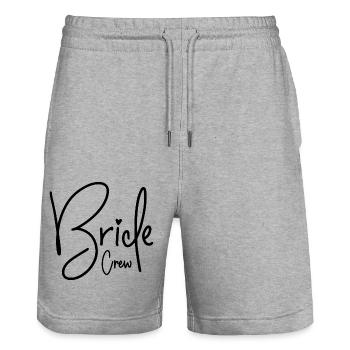 BRIDE CREW TEAM BRIDE BACHELORETTE PARTY - Stanley/Stella Trainer Unisex Organic Jogging Shorts - heather grey - Front - Nik (191cm) & Marisol (170cm)