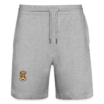 Pixel Bear Jamaica - Stanley/Stella Trainer Unisex Organic Jogging Shorts - heather grey - Front - Nik (191cm) & Marisol (170cm)