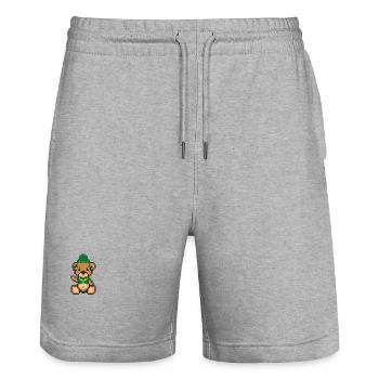 Pixel Bear Inca - Stanley/Stella Trainer Unisex Organic Jogging Shorts - heather grey - Front - Nik (191cm) & Marisol (170cm)