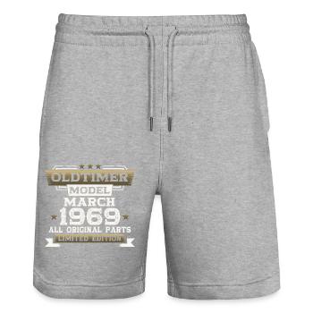 55th Birthday Classic Car March Vintage 1969 - Stanley/Stella Trainer Unisex Organic Jogging Shorts - heather grey - Front - Nik (191cm) & Marisol (170cm)