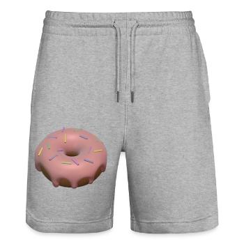 3d donut - Stanley/Stella Trainer Unisex Organic Jogging Shorts - heather grey - Front - Nik (191cm) & Marisol (170cm)