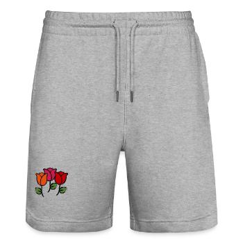 Blumen - Stanley/Stella Unisex Bio Joggingshorts Trainer  - Grau meliert - Vorne - Nik (191cm) & Marisol (170cm)