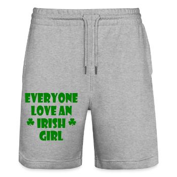 everyone loves an irish girl - Short de jogging bio TRAINER Stanley/Stella unisexe - gris chiné - Devant - Nik (191cm) & Marisol (170cm)
