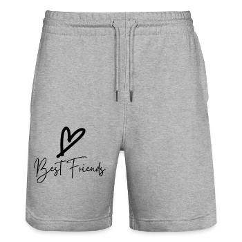 Meilleurs amis Amitié - Short de jogging bio TRAINER Stanley/Stella unisexe - gris chiné - Devant - Nik (191cm) & Marisol (170cm)