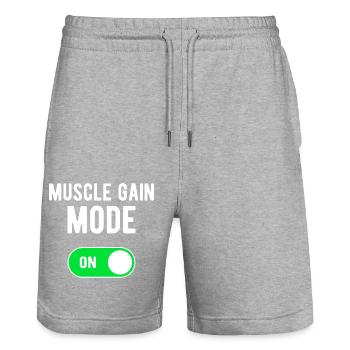Mode de gain musculaire ON Gym Entraînement de musculation - Short de jogging bio TRAINER Stanley/Stella unisexe - gris chiné - Devant - Nik (191cm) & Marisol (170cm)