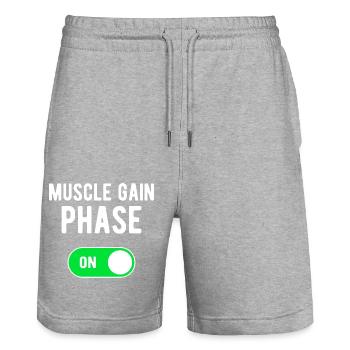 Phase de gain musculaire ON Entraînement de poids de musculation - Short de jogging bio TRAINER Stanley/Stella unisexe - gris chiné - Devant - Nik (191cm) & Marisol (170cm)