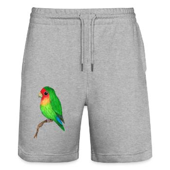 Cute lovebird - Stanley/Stella Trainer Unisex Organic Jogging Shorts - heather grey - Front - Nik (191cm) & Marisol (170cm)