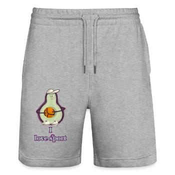 Avocado exercising - Stanley/Stella Trainer Unisex Organic Jogging Shorts - heather grey - Front - Nik (191cm) & Marisol (170cm)