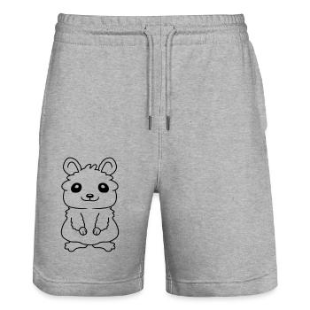 Dear little cute hamster - Stanley/Stella Trainer Unisex Organic Jogging Shorts - heather grey - Front - Nik (191cm) & Marisol (170cm)