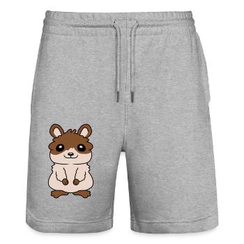 Little dear sweet hamster - Stanley/Stella Trainer Unisex Organic Jogging Shorts - heather grey - Front - Nik (191cm) & Marisol (170cm)