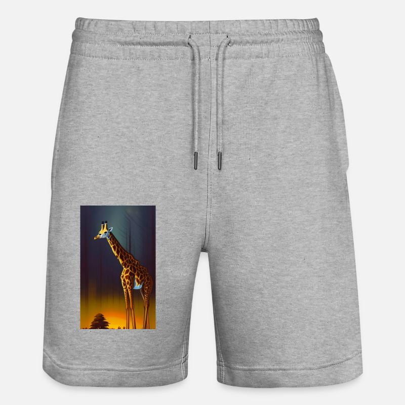 Coole Comic Zeichnung Giraffe Giraffa - Stanley/Stella Unisex Bio Joggingshorts Trainer  - Grau meliert