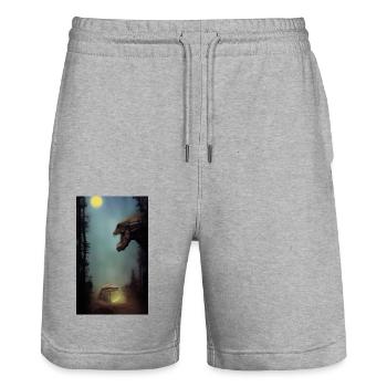 Creepy Horror Comic Alien on a strange planet land - Stanley/Stella Trainer Unisex Organic Jogging Shorts - heather grey - Front - Nik (191cm) & Marisol (170cm)