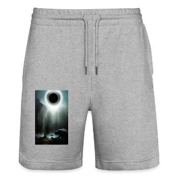 Creepy Horror Comic Alien on a strange planet land - Stanley/Stella Trainer Unisex Organic Jogging Shorts - heather grey - Front - Nik (191cm) & Marisol (170cm)