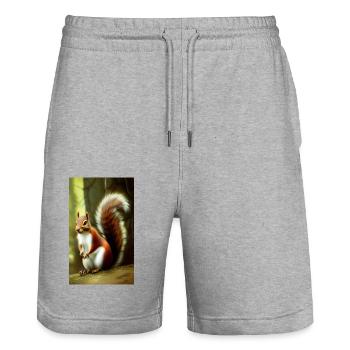 Cool Comic Portrait of a wild red squirrel majesti - Stanley/Stella Trainer Unisex Organic Jogging Shorts - heather grey - Front - Nik (191cm) & Marisol (170cm)