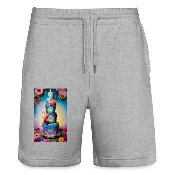 lovely cake to celebrate occasion - Stanley/Stella Trainer Unisex Organic Jogging Shorts - heather grey - Front - Nik (191cm) & Marisol (170cm)