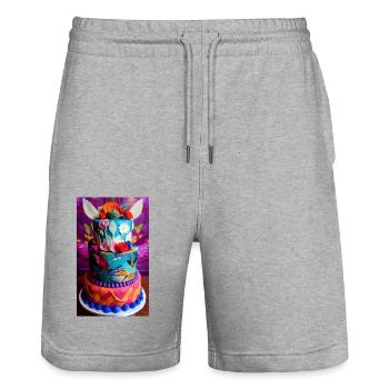 Great cake for celebrating - Stanley/Stella Trainer Unisex Organic Jogging Shorts - heather grey - Front - Nik (191cm) & Marisol (170cm)