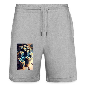 Neon Adventures - Stanley/Stella Trainer Unisex Organic Jogging Shorts - heather grey - Front - Nik (191cm) & Marisol (170cm)