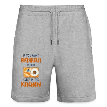 Si vous voulez le petit déjeuner au lit dormir dans la cuisine - Short de jogging bio TRAINER Stanley/Stella unisexe - gris chiné - Devant - Nik (191cm) & Marisol (170cm)
