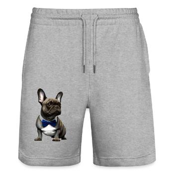 Hundehalter Hund Bulldogge Hunde Hundebesitzer - Stanley/Stella Unisex Bio Joggingshorts Trainer  - Grau meliert - Vorne - Nik (191cm) & Marisol (170cm)