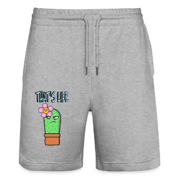 That s Life - Kaktus mit Blume - Stanley/Stella Unisex Bio Joggingshorts Trainer  - Grau meliert - Vorne - Nik (191cm) & Marisol (170cm)