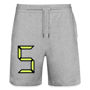 5 JAHRE. 5-JÄHRIGES JUBILÄUM. GEBURTSTAG 5 JAHRE. 5 - Stanley/Stella Unisex Bio Joggingshorts Trainer  - Grau meliert - Vorne - Nik (191cm) & Marisol (170cm)