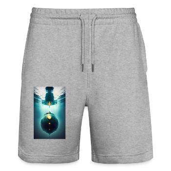TitanIc Submarine - Stanley/Stella Trainer Unisex Organic Jogging Shorts - heather grey - Front - Nik (191cm) & Marisol (170cm)