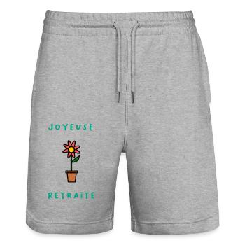 RETRAITE. RETRAITE. RETRAITEE. RETRAITE - Short de jogging bio TRAINER Stanley/Stella unisexe - gris chiné - Devant - Nik (191cm) & Marisol (170cm)