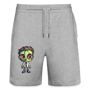 Zombie Boy Halloween Cartoon - Stanley/Stella Trainer Unisex Organic Jogging Shorts - heather grey - Front - Nik (191cm) & Marisol (170cm)