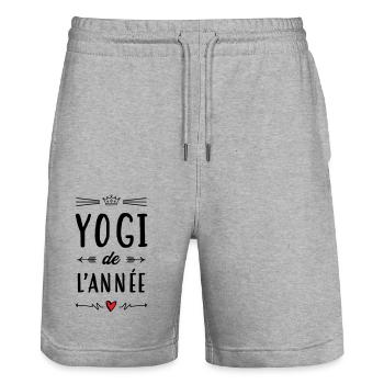 Yogi de l'année / Yoga - Short de jogging bio TRAINER Stanley/Stella unisexe - gris chiné - Devant - Nik (191cm) & Marisol (170cm)