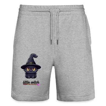 petite sorcière chat sorcière sorcière avec chapeau - Short de jogging bio TRAINER Stanley/Stella unisexe - gris chiné - Devant - Nik (191cm) & Marisol (170cm)