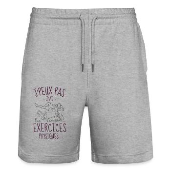 Gym musculation - Short de jogging bio TRAINER Stanley/Stella unisexe - gris chiné - Devant - Nik (191cm) & Marisol (170cm)