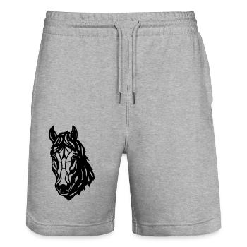 Head of a horse in low polygon style - Stanley/Stella Trainer Unisex Organic Jogging Shorts - heather grey - Front - Nik (191cm) & Marisol (170cm)