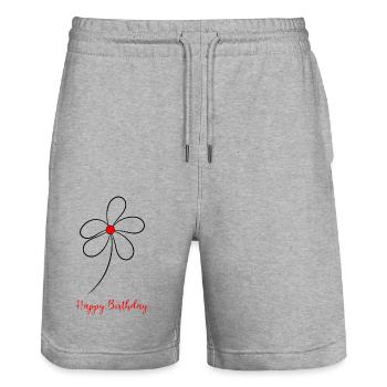 JAHRESTAG. ALLES GUTE ZUM GEBURTSTAG. ALLES GUTE ZUM GEBURTSTAG. - Stanley/Stella Unisex Bio Joggingshorts Trainer  - Grau meliert - Vorne - Nik (191cm) & Marisol (170cm)
