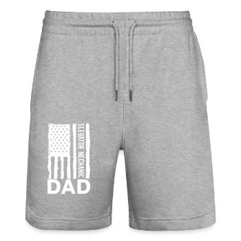 Elevator Inspector Elevator Mechanic Dad USA - Stanley/Stella Trainer Unisex Organic Jogging Shorts - heather grey - Front - Nik (191cm) & Marisol (170cm)