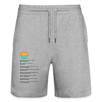 Liste des spots de surf populaires - Short de jogging bio TRAINER Stanley/Stella unisexe - gris chiné - Devant - Nik (191cm) & Marisol (170cm)