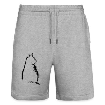 Cat, Cat Motif - Stanley/Stella Trainer Unisex Organic Jogging Shorts - heather grey - Front - Nik (191cm) & Marisol (170cm)