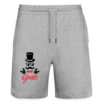 marié - Short de jogging bio TRAINER Stanley/Stella unisexe - gris chiné - Devant - Nik (191cm) & Marisol (170cm)