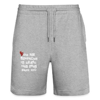Love my hot boyfriend so please stay away from me - Stanley/Stella Trainer Unisex Organic Jogging Shorts - heather grey - Front - Nik (191cm) & Marisol (170cm)