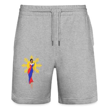 Philippines Filipina Flag Filipiniana I Gift - Stanley/Stella Trainer Unisex Organic Jogging Shorts - heather grey - Front - Nik (191cm) & Marisol (170cm)