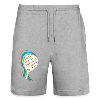 Padel Paddle Raquette Sport I Cadeau - Short de jogging bio TRAINER Stanley/Stella unisexe - gris chiné - Devant - Nik (191cm) & Marisol (170cm)