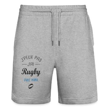 J'peux pas j'ai Rugby avec papa papa et fils - Short de jogging bio TRAINER Stanley/Stella unisexe - gris chiné - Devant - Nik (191cm) & Marisol (170cm)