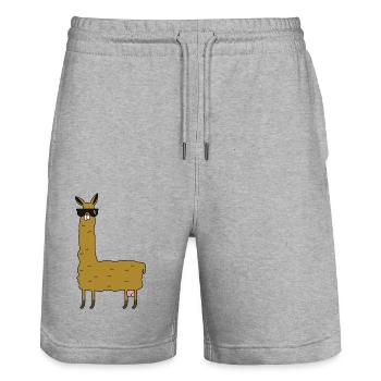 Lama avec extras - Short de jogging bio TRAINER Stanley/Stella unisexe - gris chiné - Devant - Nik (191cm) & Marisol (170cm)