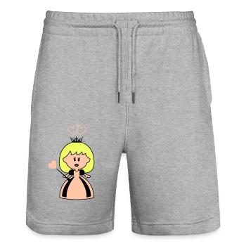 amour de princesse - Short de jogging bio TRAINER Stanley/Stella unisexe - gris chiné - Devant - Nik (191cm) & Marisol (170cm)